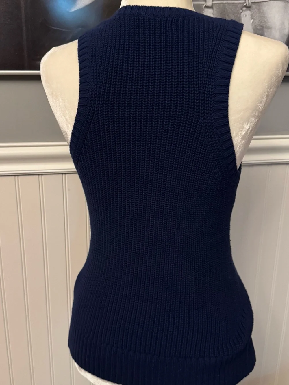 Banana Republic Navy Women’s 100% Organic Cotton Sweater Tank Top Knit Size XS